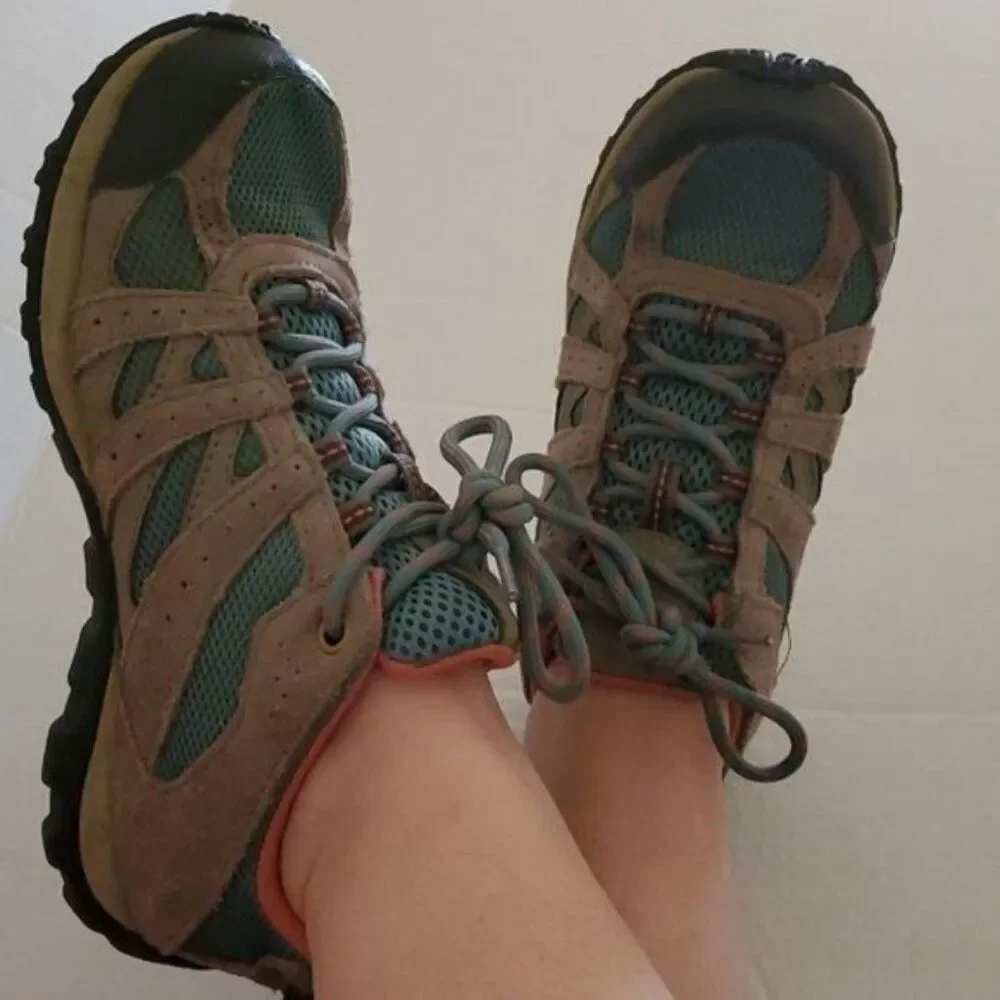 Columbia Hiking Shoe Redmond Techlite Waterproof  Teal Salmon Size Kids Youth 4